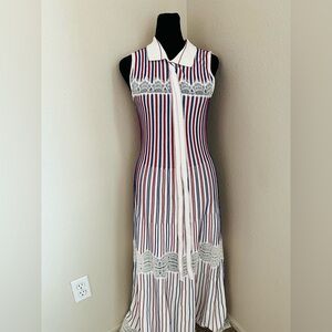 Lyn Around striped maxi sailor dress, red/blue/white.Very coastal,S.Japan style